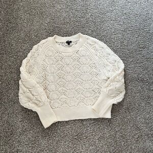 Express Cream Textured Knit Sweater